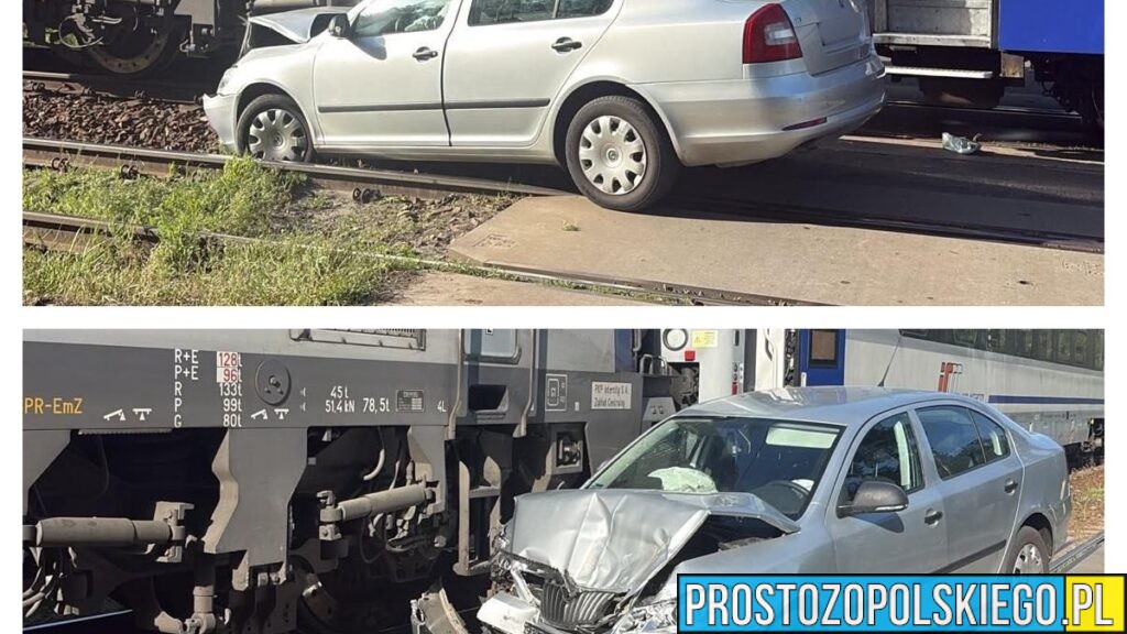 Wypadek na przejeździe kolejowym. Samochód wjechał pod pociąg pasażerski
