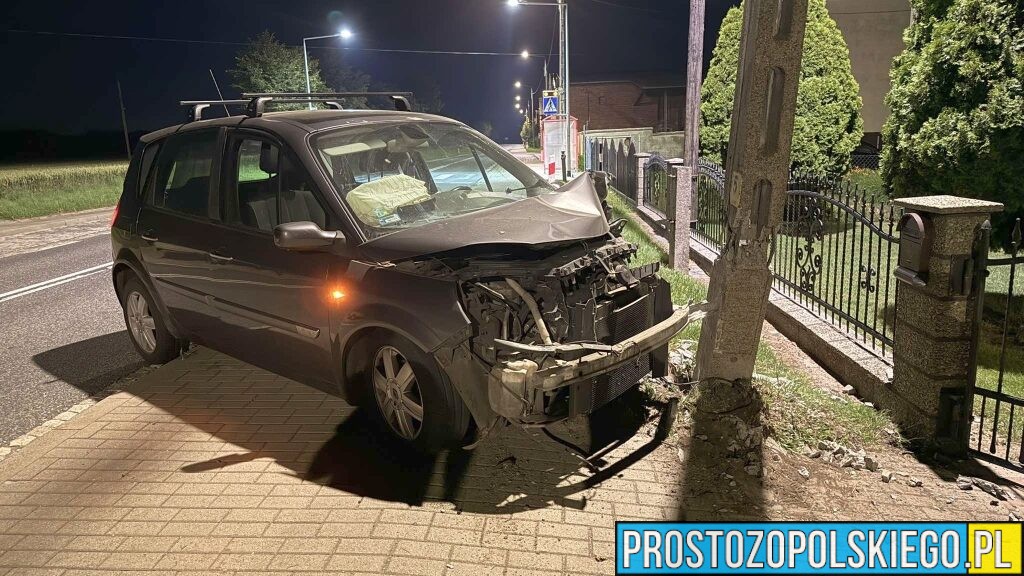 Groźny wypadek na DK42.Nocny wypadek w Czaplach Wolnych. Kierowca miał dużo szczęścia.(WIDEO)