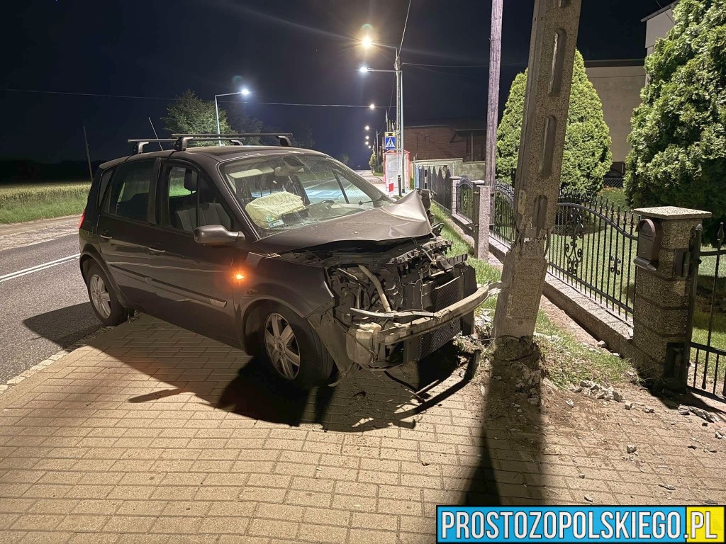 Groźny wypadek na DK42.Nocny wypadek w Czaplach Wolnych. Kierowca miał dużo szczęścia.(WIDEO)