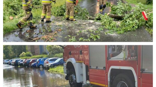 Gwałtowne burze nad Opolszczyzną. Strażacy interweniują przy podtopieniach i powalonych drzewach