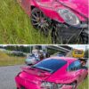 Kierująca straciła panowanie nad różowym Porsche na autostradzie A4