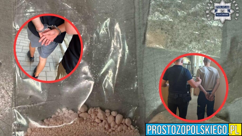 Kluczborscy policjanci zatrzymali dwóch mężczyzn z narkotykami. Jeden próbował pozbyć się amfetaminy