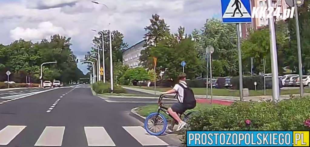 O krok od tragedii w Kędzierzynie-Koźlu. Młody rowerzysta wtargnął wprost pod nadjeżdżający samochód (Wideo)
