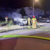 Nocny pożar samochodów na Metalchemie w Opolu. Jedno z aut spłonęło doszczętnie(WIDEO)