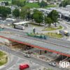 Estakada przy Makro przechodzi testy. Cztery ciężarówki sprawdzają wytrzymałość nowej konstrukcji