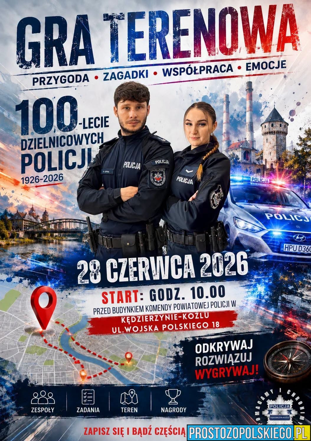 Odkrywaj, rozwiązuj i wygrywaj. Już 28 czerwca gra terenowa z okazji 100-lecia policji dzielnicowej