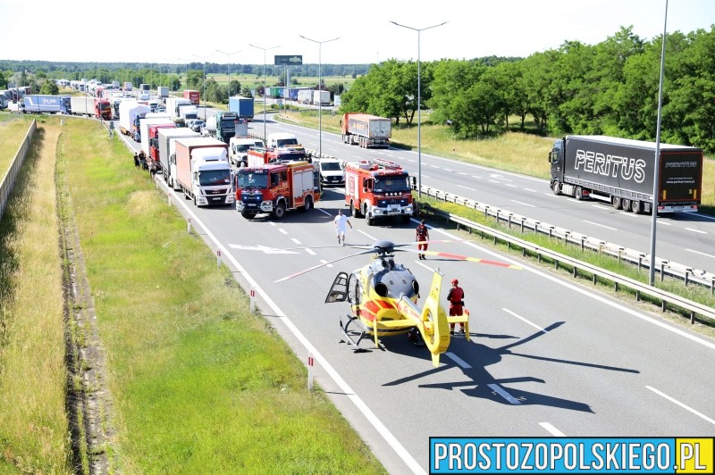 wypadek na autostradzie, autostrada A4 wypadek, utrudznienia w ruchu na a4, a4 zablokowana, autostrada A4 Prószków zablokowana, wypadek pod opolem,