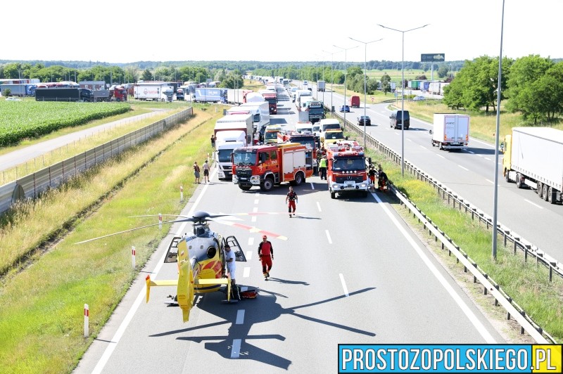 wypadek na autostradzie, autostrada A4 wypadek, utrudznienia w ruchu na a4, a4 zablokowana, autostrada A4 Prószków zablokowana, wypadek pod opolem,