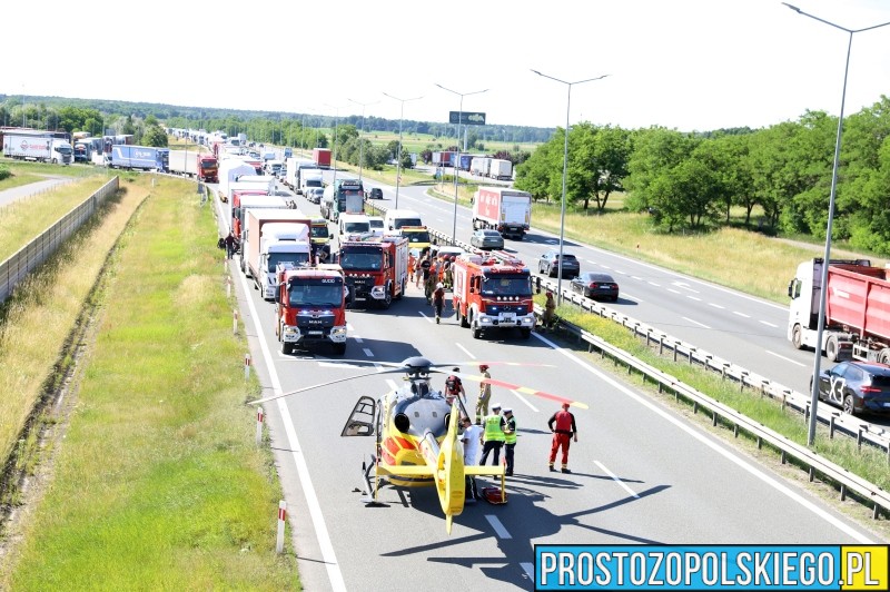 wypadek na autostradzie, autostrada A4 wypadek, utrudznienia w ruchu na a4, a4 zablokowana, autostrada A4 Prószków zablokowana, wypadek pod opolem,