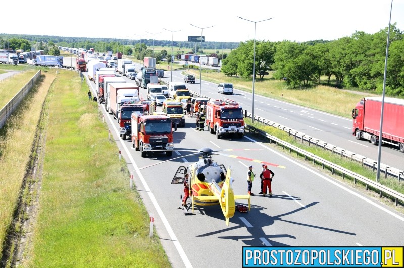 wypadek na autostradzie, autostrada A4 wypadek, utrudznienia w ruchu na a4, a4 zablokowana, autostrada A4 Prószków zablokowana, wypadek pod opolem, aktualności,