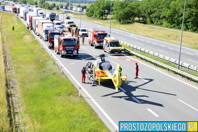 wypadek na autostradzie, autostrada A4 wypadek, utrudznienia w ruchu na a4, a4 zablokowana, autostrada A4 Prószków zablokowana, wypadek pod opolem, aktualności,