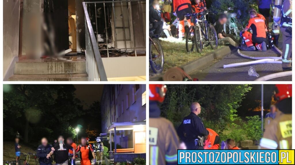 Pożar w bloku przy ul. Dambonia w Opolu. Trzy osoby trafiły do szpitala, policja bada wątek podpalenia