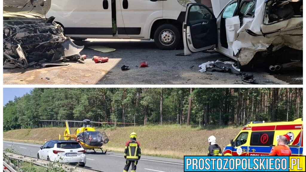 Karambol na autostradzie A4 pod Opolem. Trzy osoby ranne, jedna przetransportowana śmigłowcem LPR