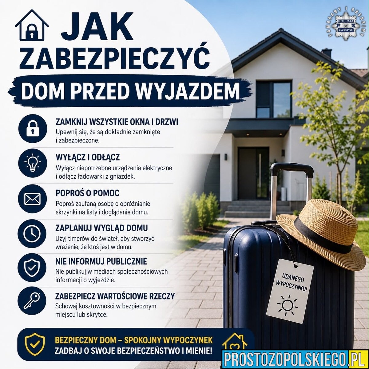 Wyjeżdżasz na urlop? Policja przypomina, jak zabezpieczyć dom przed włamaniem