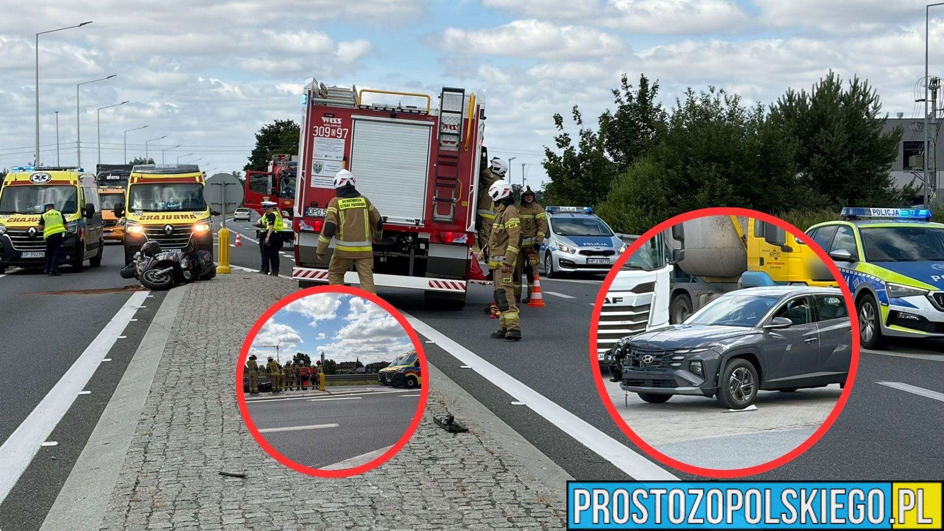 Zderzenie samochodu osobowego z motocyklem na DK46 w Chrząstowicach. Dwie osoby ranne