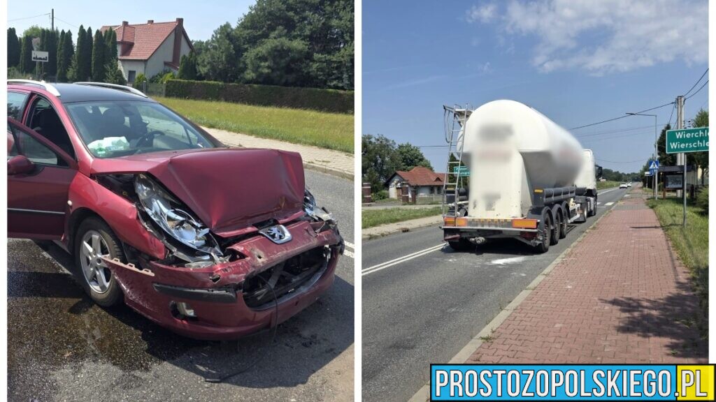 Zderzenie Peugeota z cysterną w Wierchlesiu. Na szczęście bez osób poszkodowanych
