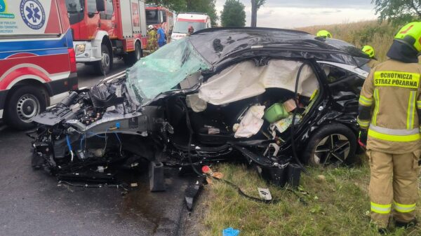 Poważny wypadek na DW416 w Suchej Psinie. Sześć osób trafiło do szpitali