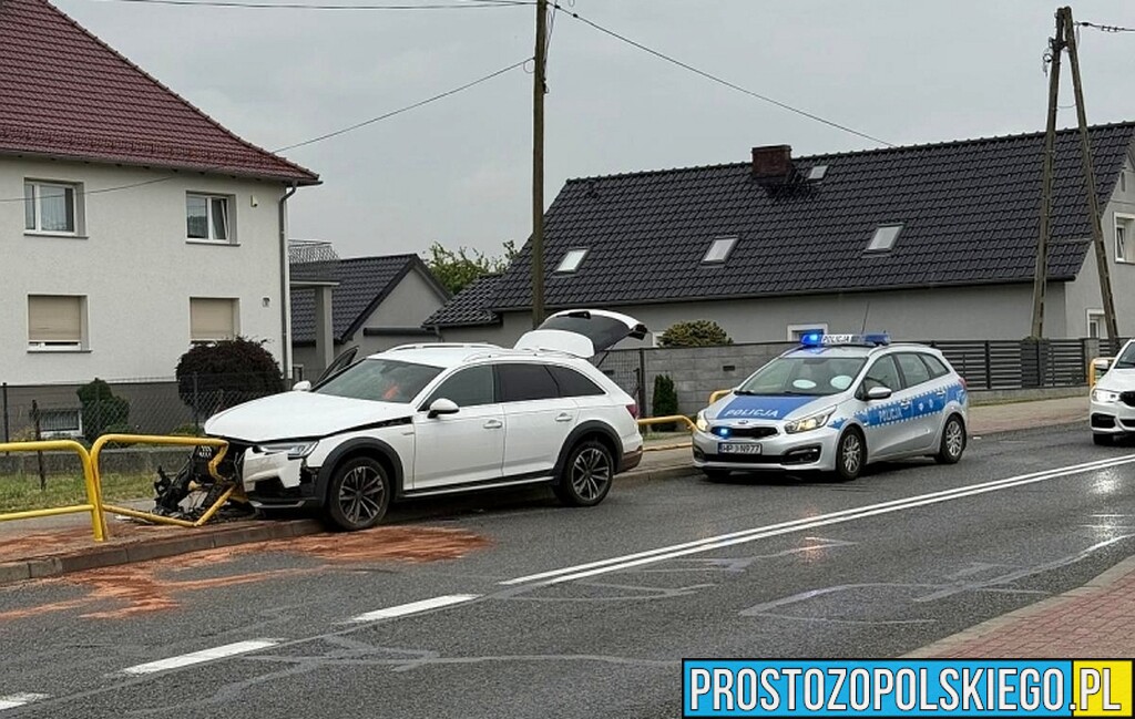 Audi uderzyło w barierki na DK45 pod Opolem. Na miejscu interweniowały służby