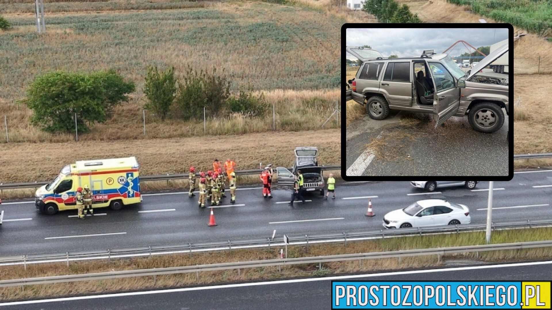 Zderzenie ciężarówki z Jeepem na A4. Jedna osoba trafiła do szpitala