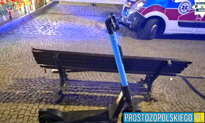 Miał 1,5 promila i wiózł 17-latkę na hulajnodze. Uderzył w ławkę i uciekł