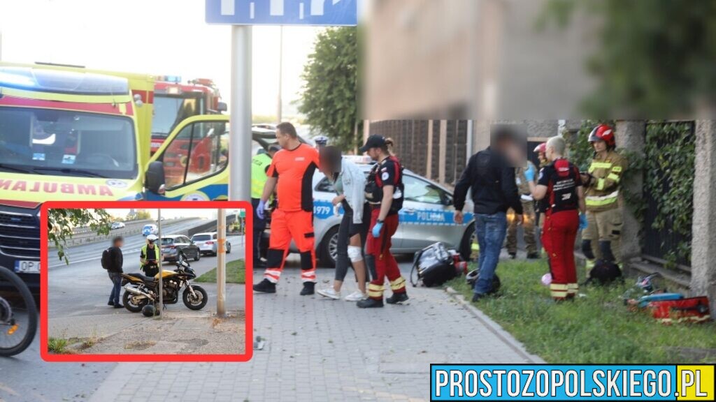 Wypadek motocyklisty w Opolu. Motocykl przewrócił się na ul. Nysy Łużyckiej, ranna pasażerka(WIDEO)