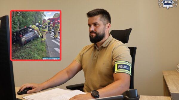 Policjant wracał ze służby i zauważył wypadek. Bez wahania ruszył na pomoc rannym