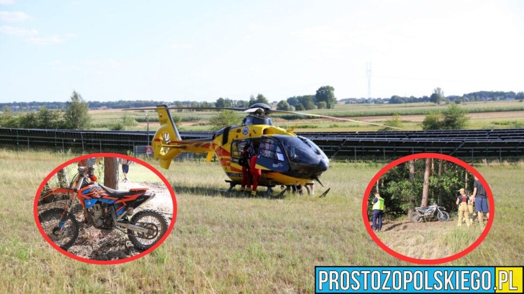 Czołowe zderzenie dwóch crossów w Chrząszczycach. 15-latek i 26-latek trafili do szpitali