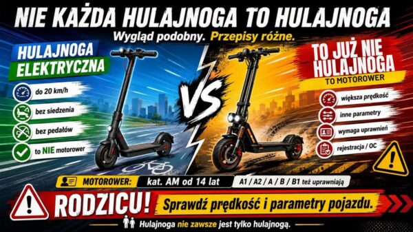 Groźny upadek nastolatka na hulajnodze i nietrzeźwy kierowca. Policja apeluje do rodziców