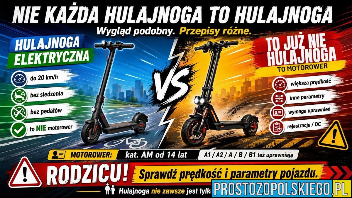 Groźny upadek nastolatka na hulajnodze i nietrzeźwy kierowca. Policja apeluje do rodziców