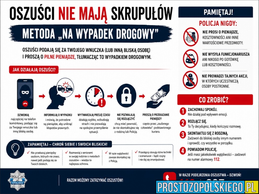 Oszuści znów atakują na Opolszczyźnie. Podszywają się pod bliskich i policjantów