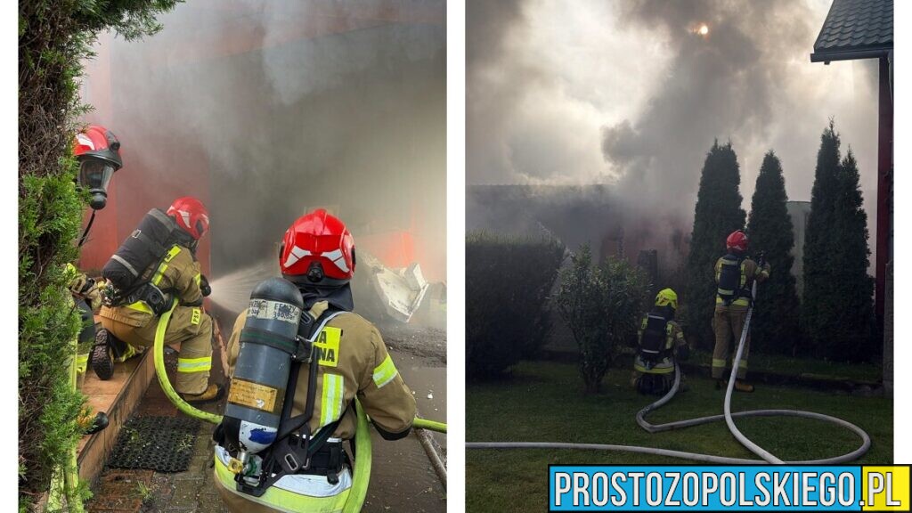 Pożar przy ul. Olszowej w Kędzierzynie-Koźlu. Strażacy chronili sąsiednie budynki