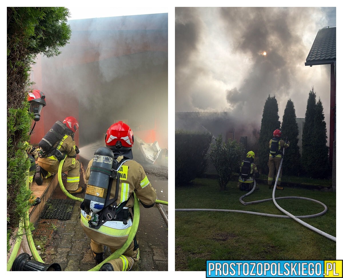 Pożar przy ul. Olszowej w Kędzierzynie-Koźlu. Strażacy chronili sąsiednie budynki