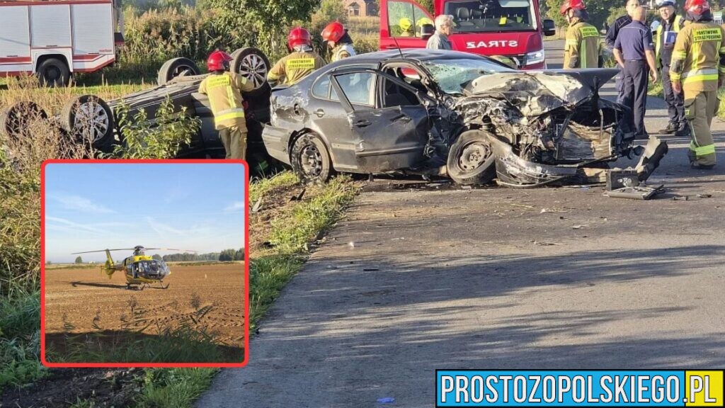 Wypadek w Szczedrzyku. Trzy osoby, w tym dziecko, trafiły do szpitala. Na miejscu lądował LPR