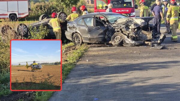 Wypadek w Szczedrzyku. Trzy osoby, w tym dziecko, trafiły do szpitala. Na miejscu lądował LPR