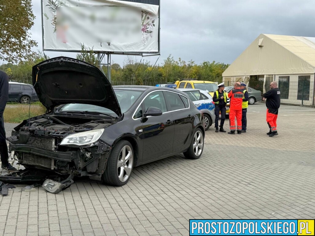 zderzenie 3 samochodów w Lędzinach, droga Opole Ozimek, DK 46 zablokowana, wypadek w Opolu, Wypadek, zderzenie trzech aut,