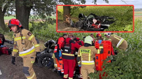 Poważny wypadek między Kubicami a Bardnem. Kierowca uderzył w drzewo, interweniował śmigłowiec LPR