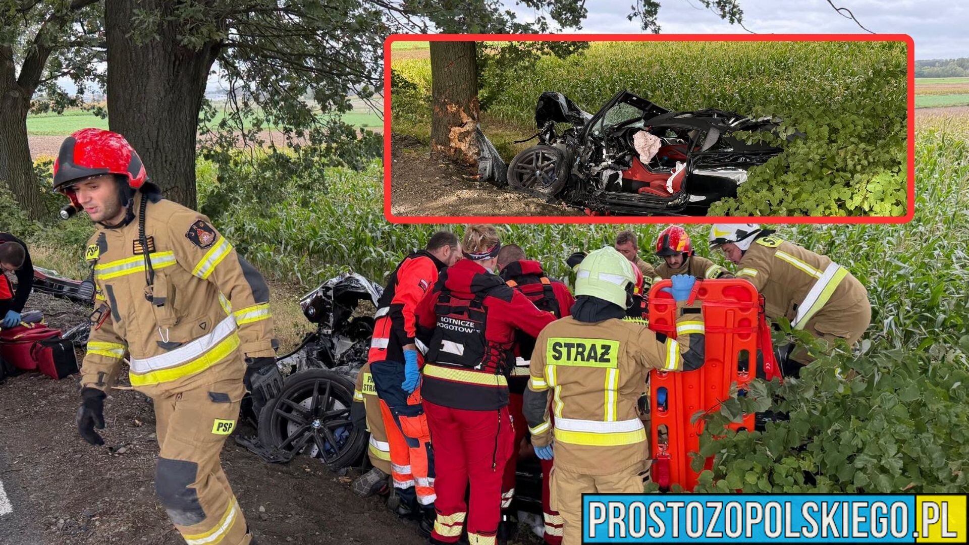Poważny wypadek między Kubicami a Bardnem. Kierowca uderzył w drzewo, interweniował śmigłowiec LPR
