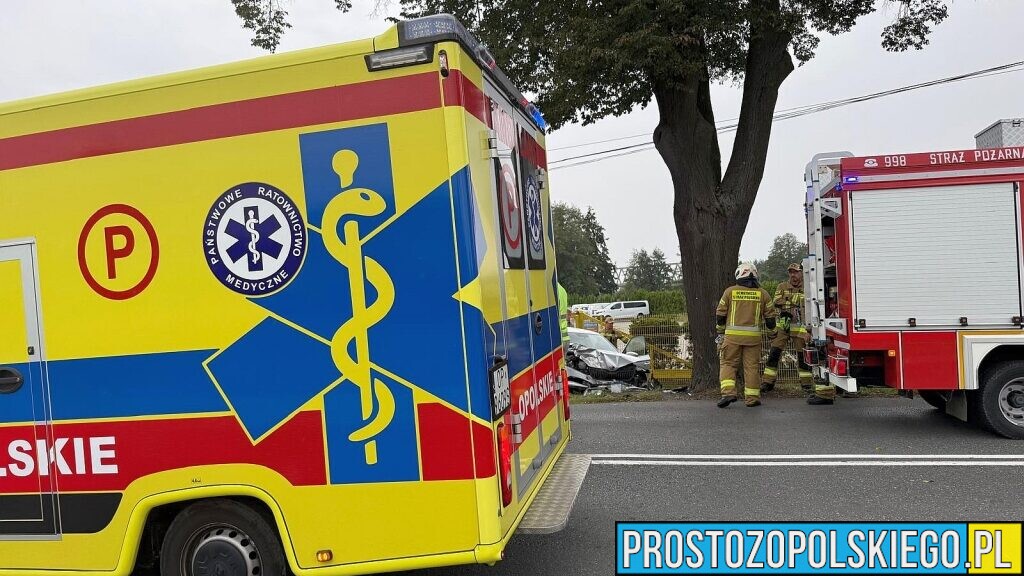 Samochód uderzył w drzewo na ul. Jagiełły w Opolu. Kierowca miał dużo szczęścia