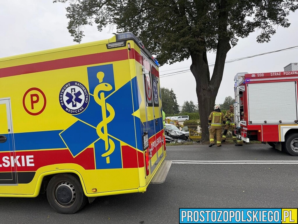 Samochód uderzył w drzewo na ul. Jagiełły w Opolu. Kierowca miał dużo szczęścia