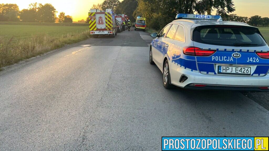 Wypadek w Bierawie. Nietrzeźwy 71-latek zjechał na przeciwległy pas i zderzył się z Peugeotem