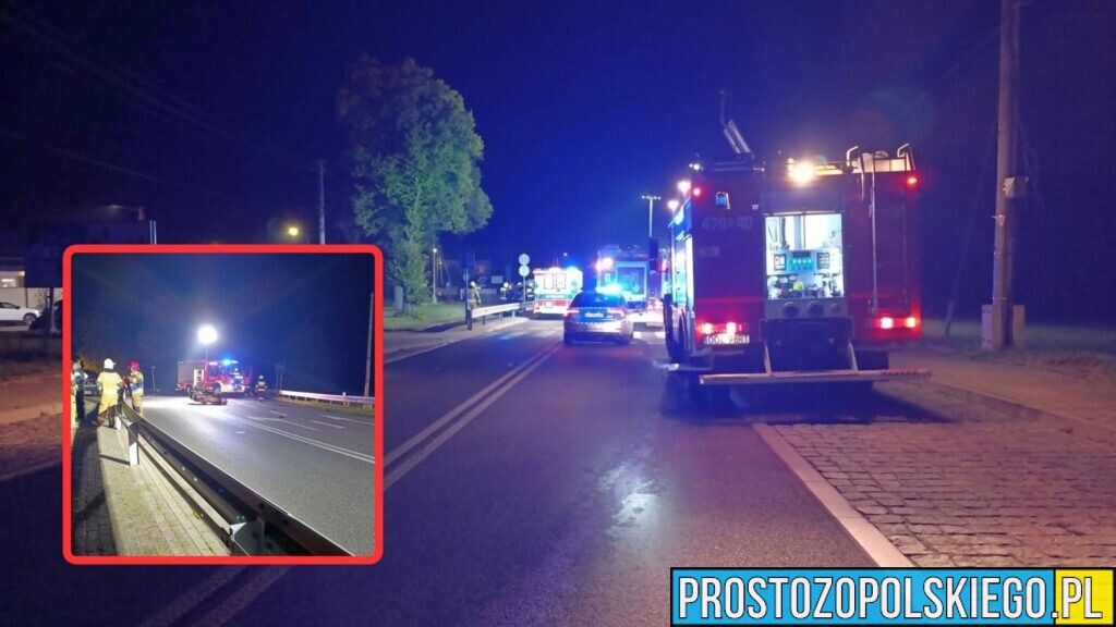 Motocykl uderzył w bariery w Bodzanowicach. Dwie osoby trafiły do szpitala