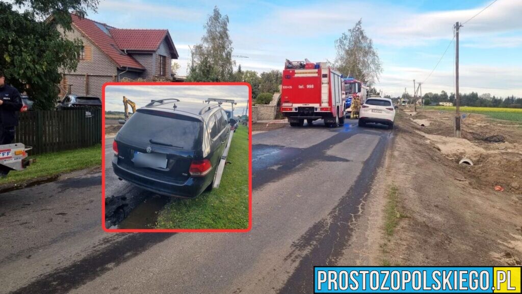 Pożar Volkswagena Golfa w Dziekaństwie. Ogień pojawił się w komorze silnika