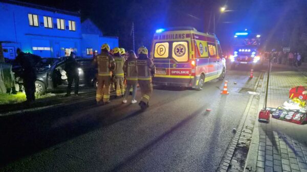 Wypadek przy remizie strażackiej w Zagwiździu. Kierowca trafił do szpitala